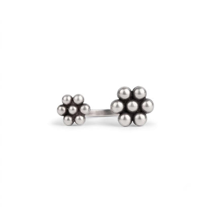 Silver Oxidised Mndala Ring