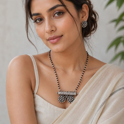 Oxidised Mangalsutra with Earrings